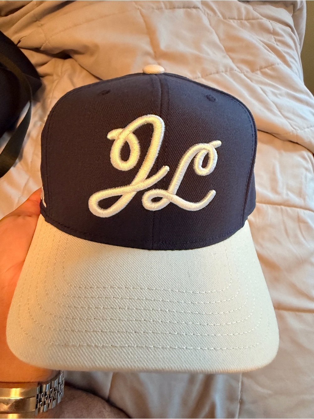J.Lindeberg script logo SnapBack Navy and grey Script Logo